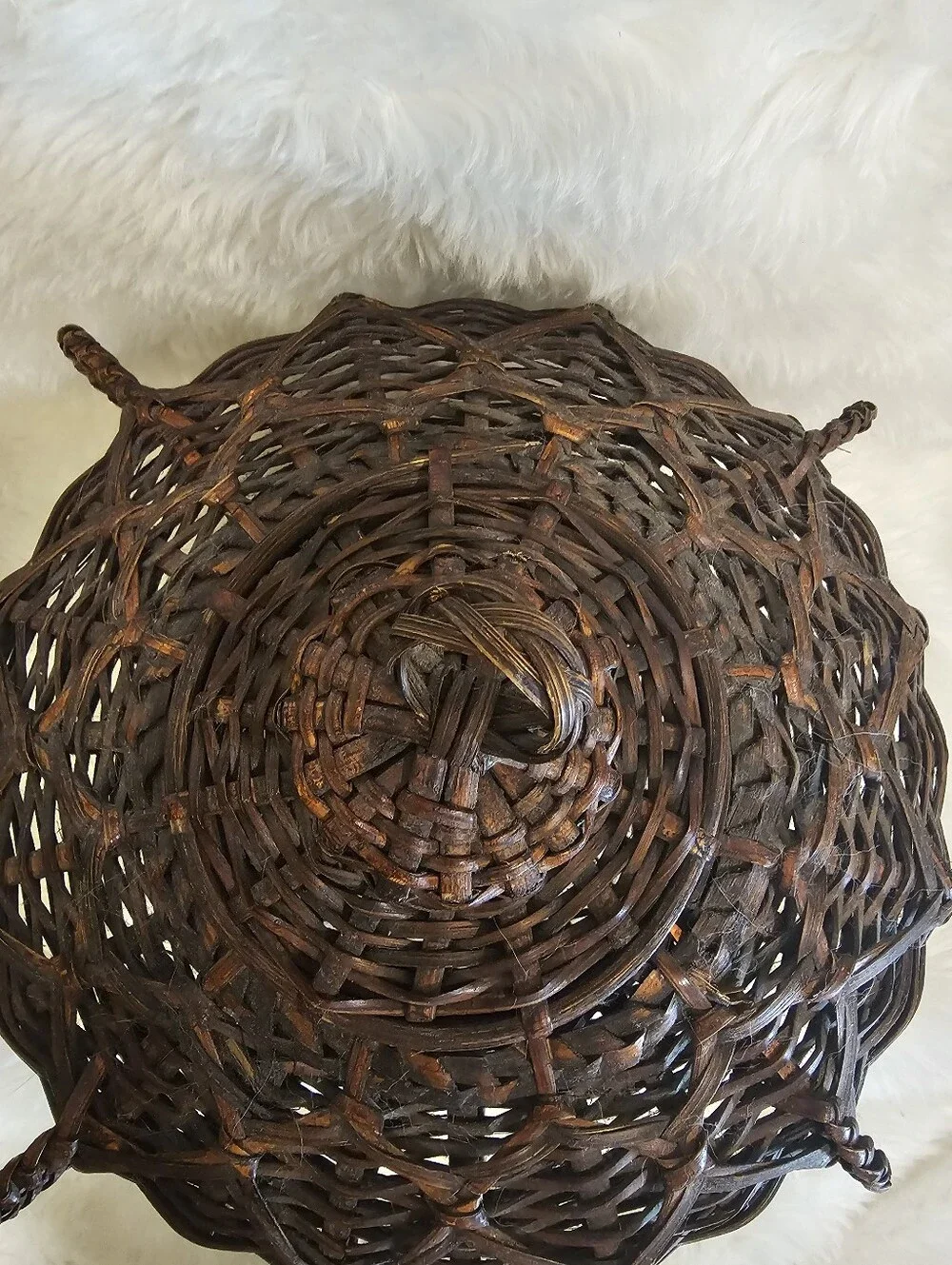Vintage Philippines Wicker Rattan Lidded Basket Boho Home Decor